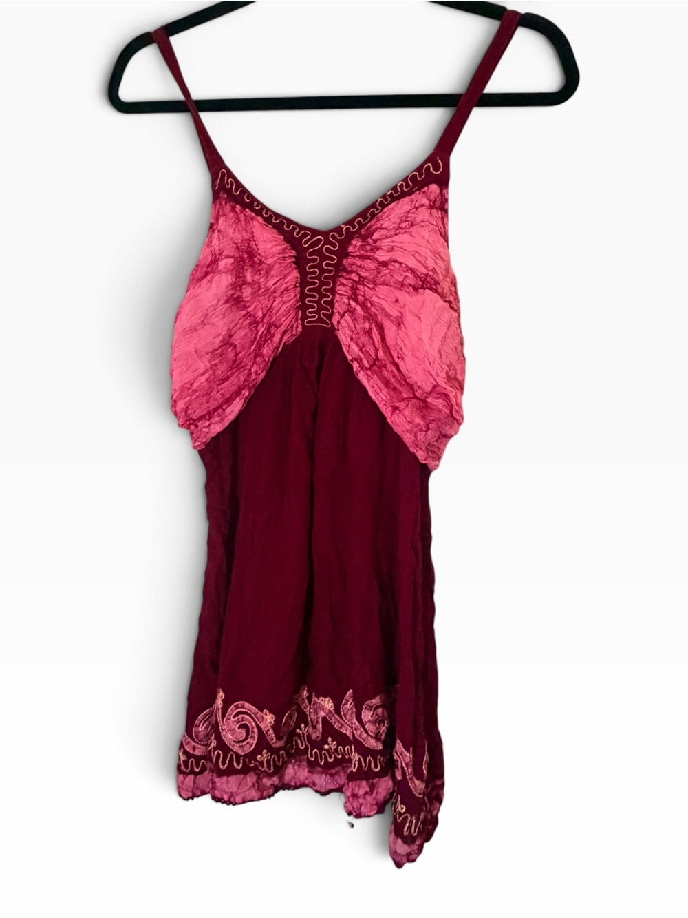 (One size-S/M) jackpot India maroon & Pink Tie-Dye Embroidered babydoll Cami Top